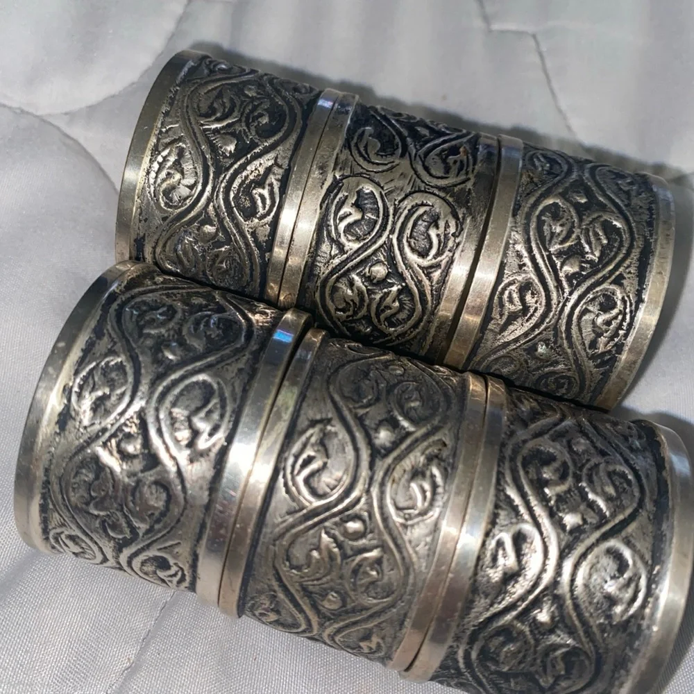 Vintage Silver Pewter Round Napkin Rings Ring Set Of‎ 6
